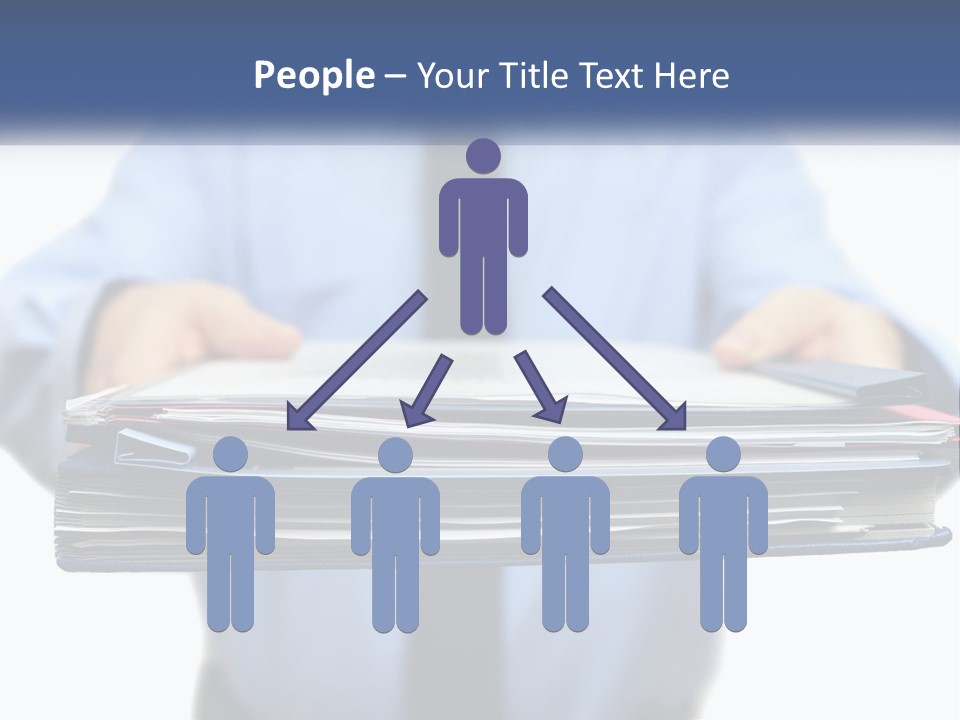 A Man Holding A Stack Of Files In His Hands PowerPoint Template