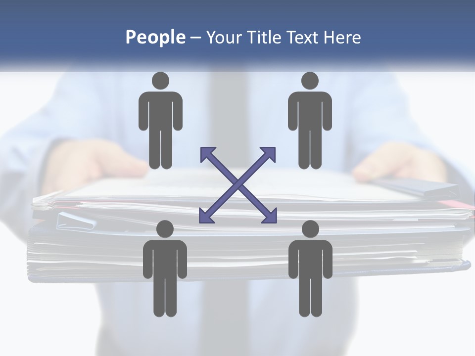 A Man Holding A Stack Of Files In His Hands PowerPoint Template