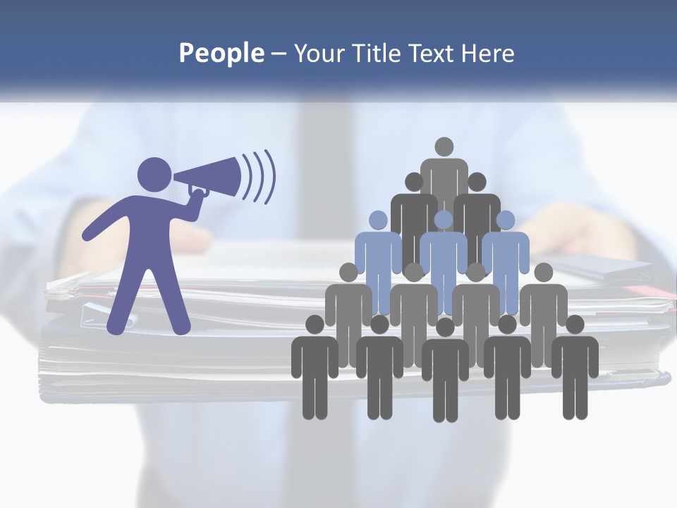 A Man Holding A Stack Of Files In His Hands PowerPoint Template