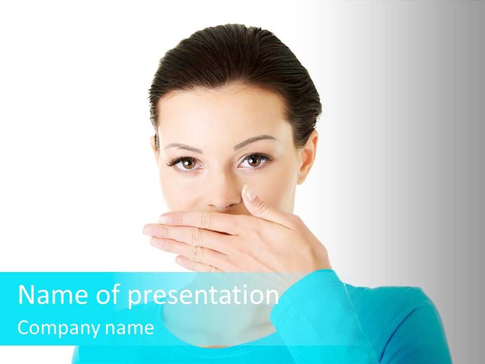 A Woman Covering Her Mouth With Her Hand PowerPoint Template
