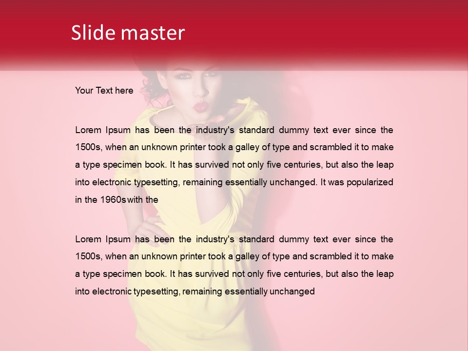 A Woman In A Yellow Dress Posing For A Picture PowerPoint Template