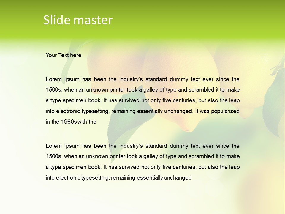 A Group Of Lemons Hanging From A Tree PowerPoint Template