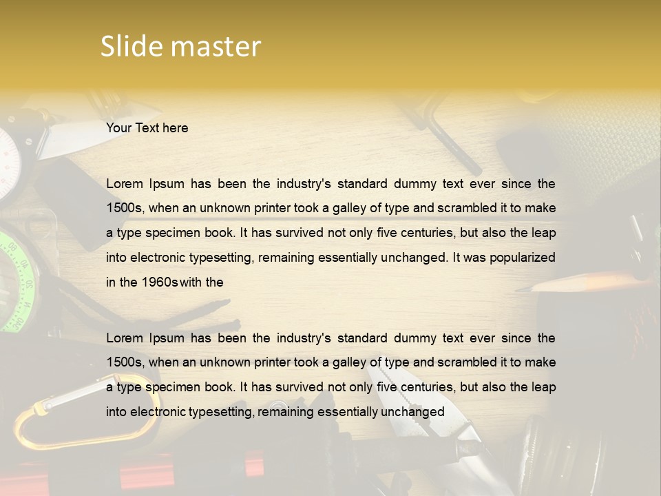 A Table Topped With Lots Of Different Types Of Items PowerPoint Template