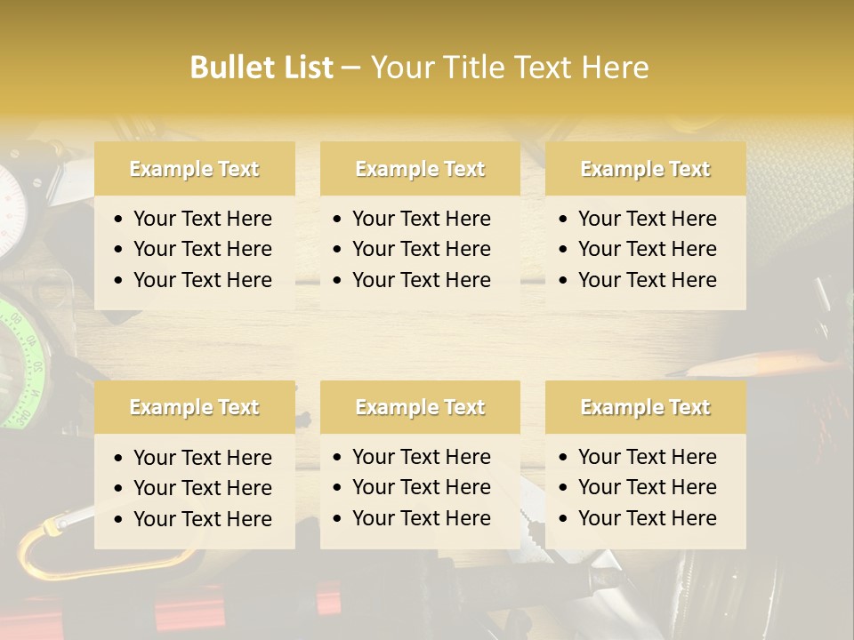 A Table Topped With Lots Of Different Types Of Items PowerPoint Template