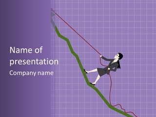 A Business Woman Climbing Up A Graph Bar PowerPoint Template