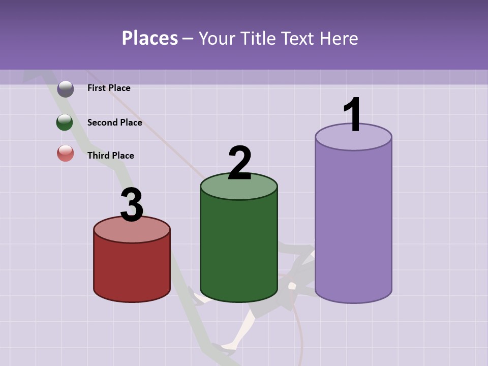 A Business Woman Climbing Up A Graph Bar PowerPoint Template