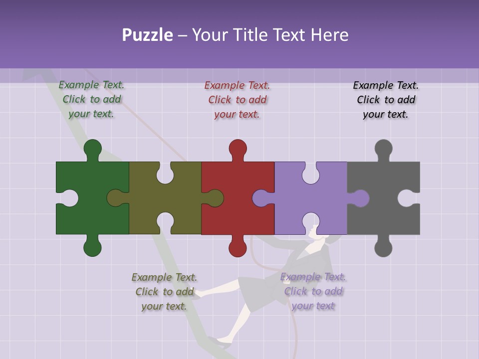 A Business Woman Climbing Up A Graph Bar PowerPoint Template