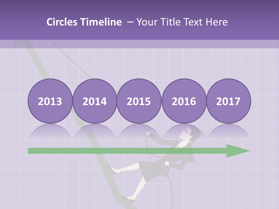 A Business Woman Climbing Up A Graph Bar PowerPoint Template