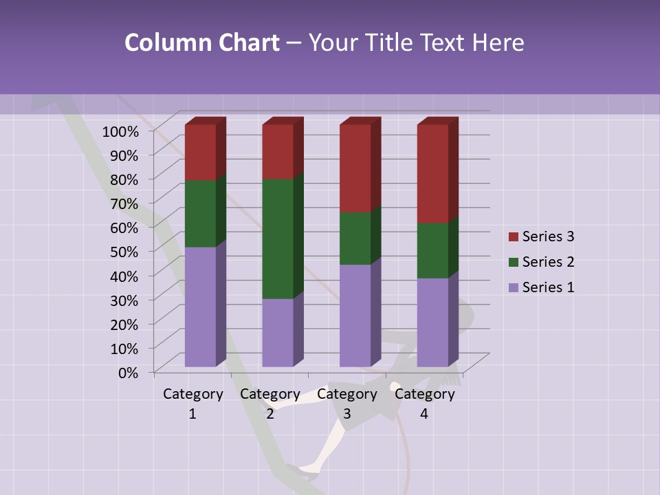 A Business Woman Climbing Up A Graph Bar PowerPoint Template