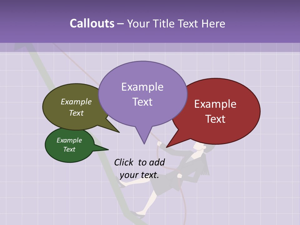 A Business Woman Climbing Up A Graph Bar PowerPoint Template