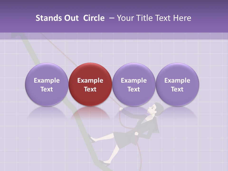 A Business Woman Climbing Up A Graph Bar PowerPoint Template