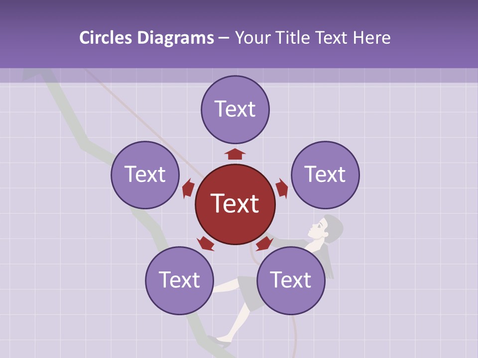 A Business Woman Climbing Up A Graph Bar PowerPoint Template