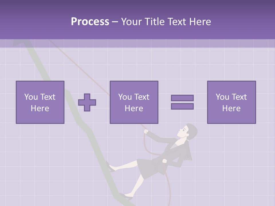 A Business Woman Climbing Up A Graph Bar PowerPoint Template