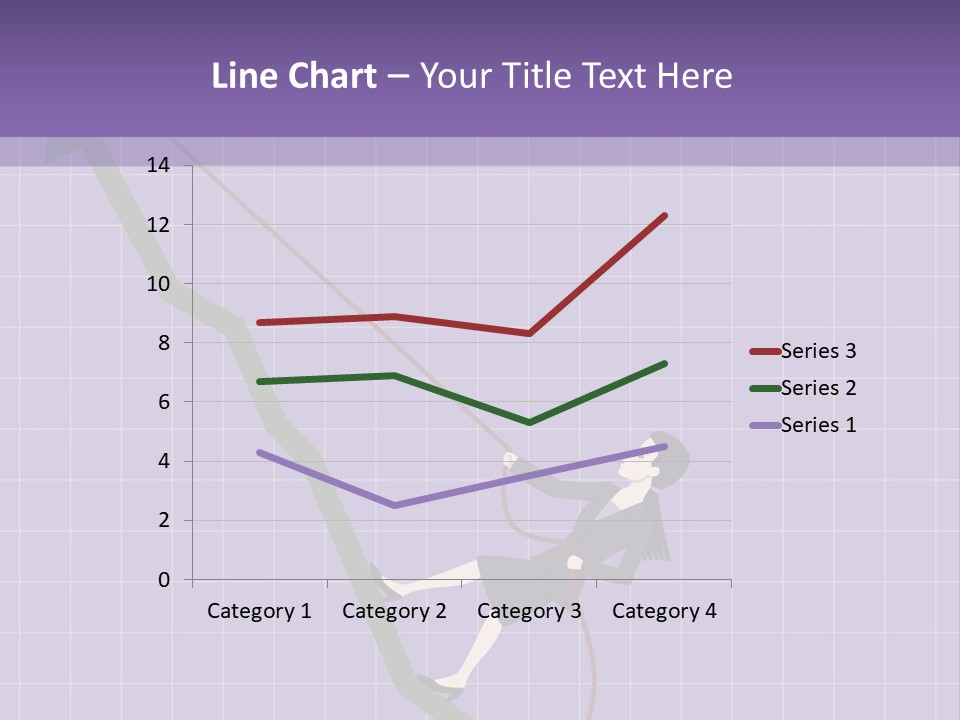 A Business Woman Climbing Up A Graph Bar PowerPoint Template