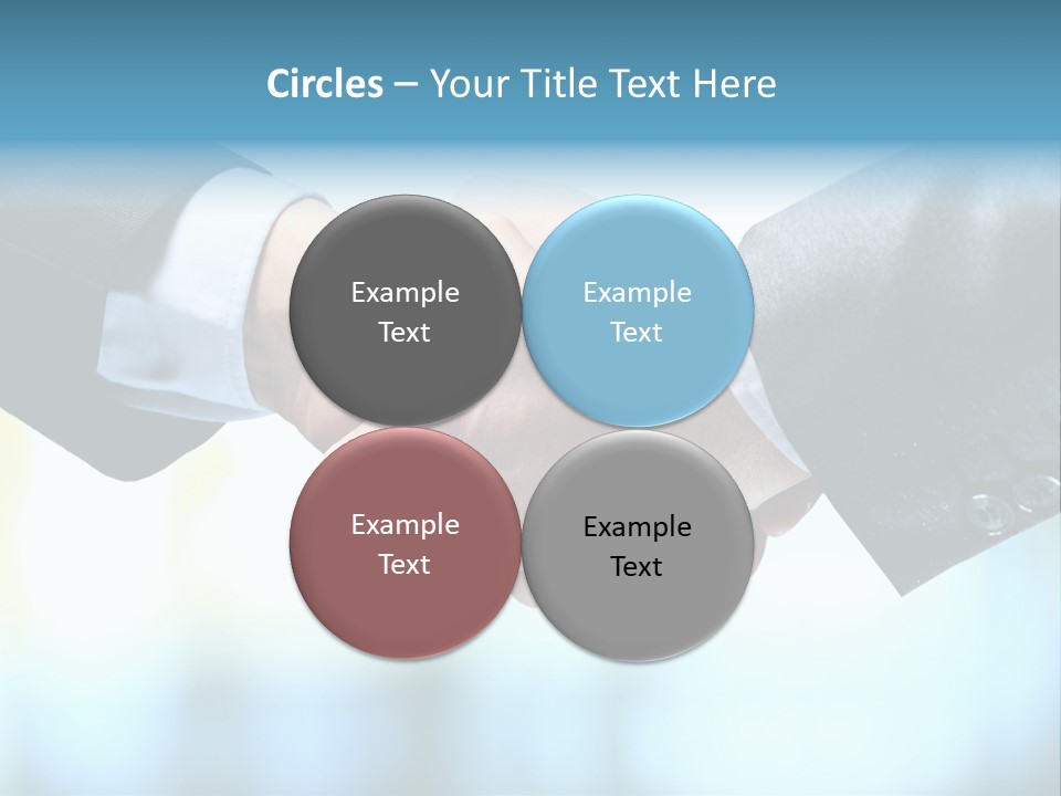 Two People Shaking Hands Over A Blue Background PowerPoint Template