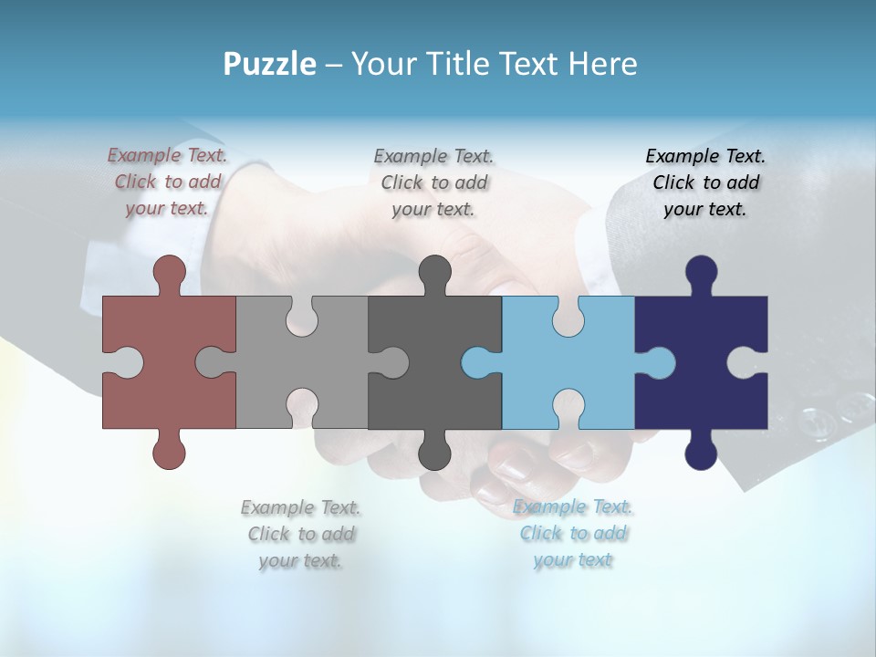 Two People Shaking Hands Over A Blue Background PowerPoint Template