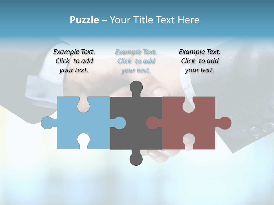 Two People Shaking Hands Over A Blue Background PowerPoint Template