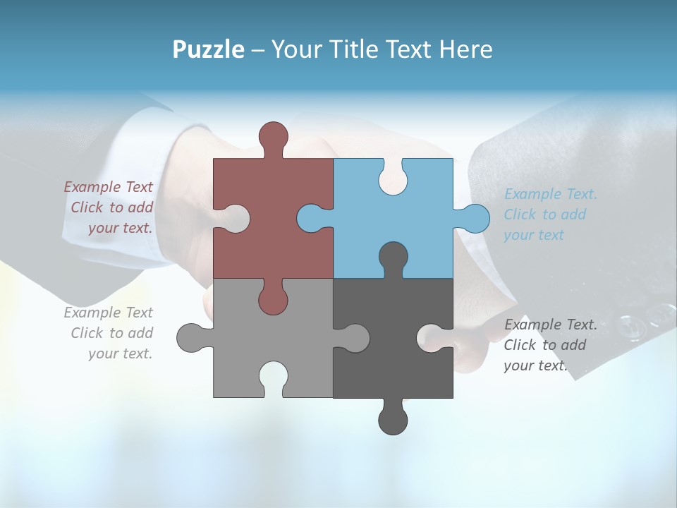 Two People Shaking Hands Over A Blue Background PowerPoint Template