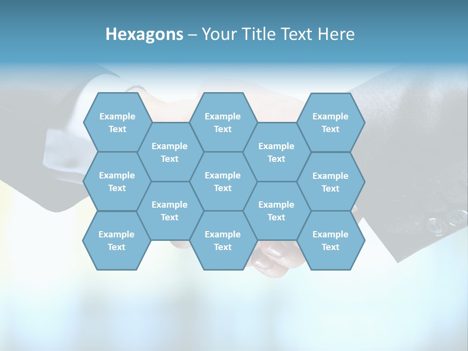 Two People Shaking Hands Over A Blue Background PowerPoint Template