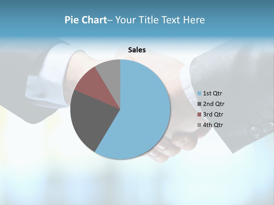 Two People Shaking Hands Over A Blue Background PowerPoint Template