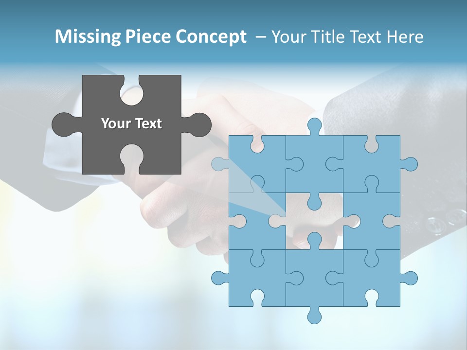 Two People Shaking Hands Over A Blue Background PowerPoint Template