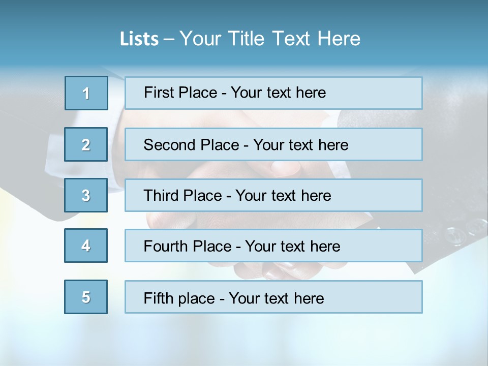 Two People Shaking Hands Over A Blue Background PowerPoint Template
