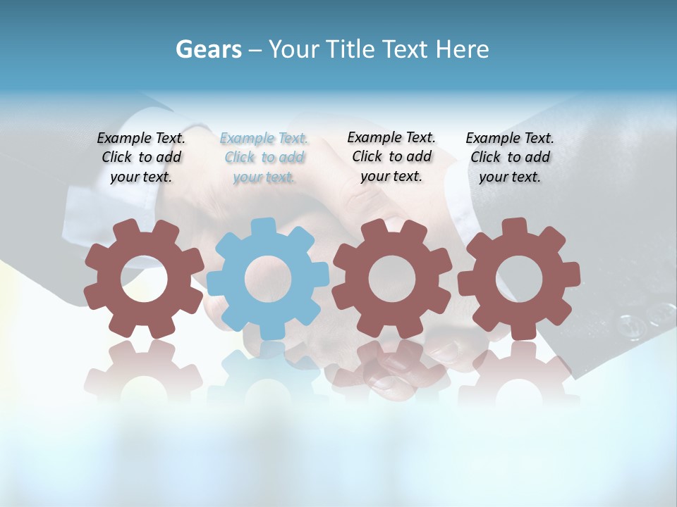 Two People Shaking Hands Over A Blue Background PowerPoint Template