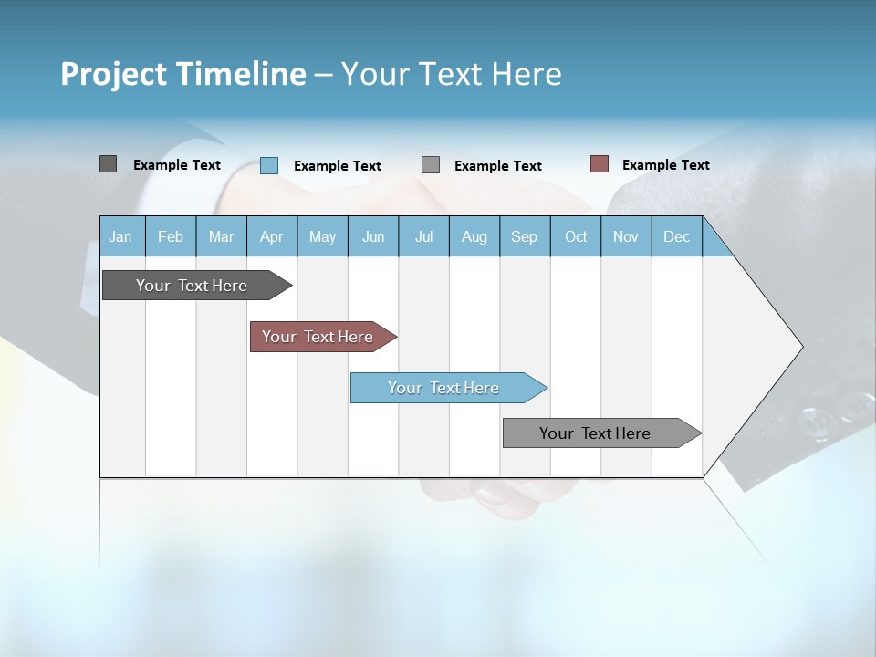 Two People Shaking Hands Over A Blue Background PowerPoint Template