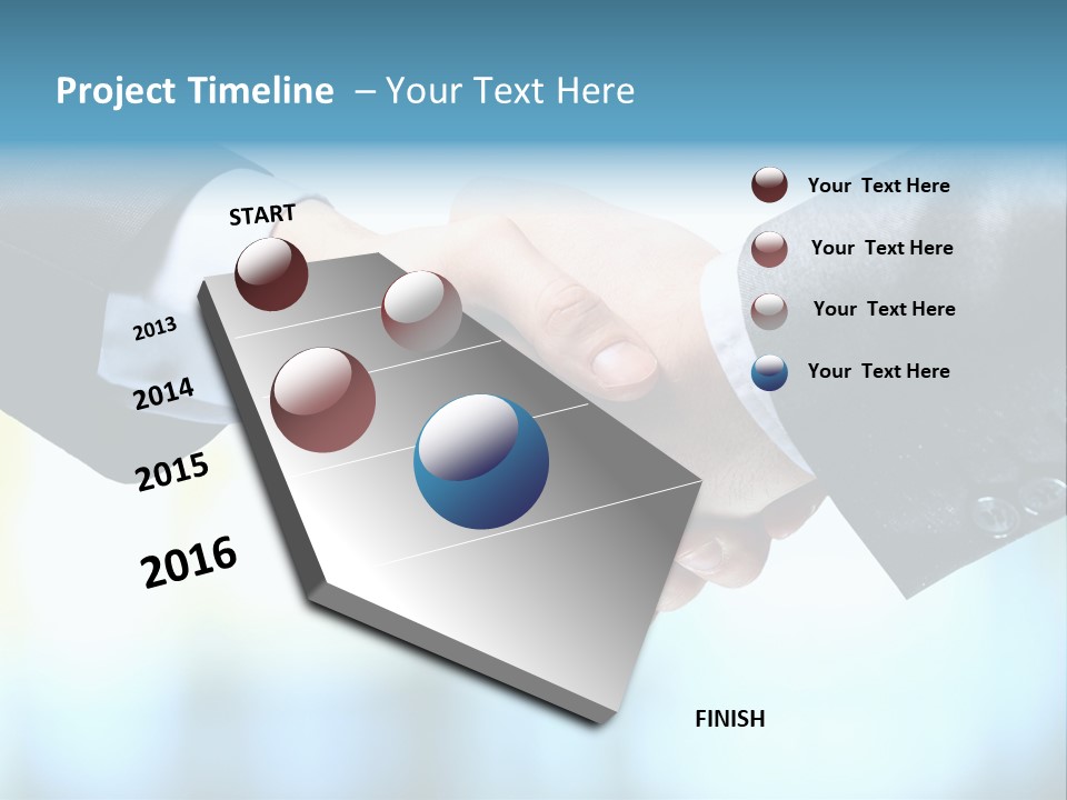 Two People Shaking Hands Over A Blue Background PowerPoint Template
