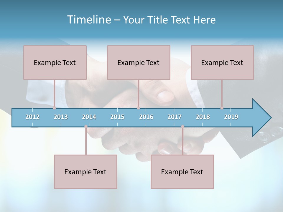 Two People Shaking Hands Over A Blue Background PowerPoint Template