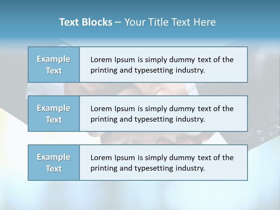 Two People Shaking Hands Over A Blue Background PowerPoint Template