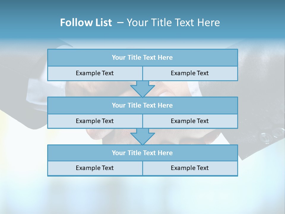 Two People Shaking Hands Over A Blue Background PowerPoint Template