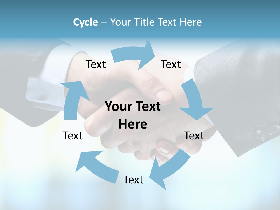 Two People Shaking Hands Over A Blue Background PowerPoint Template