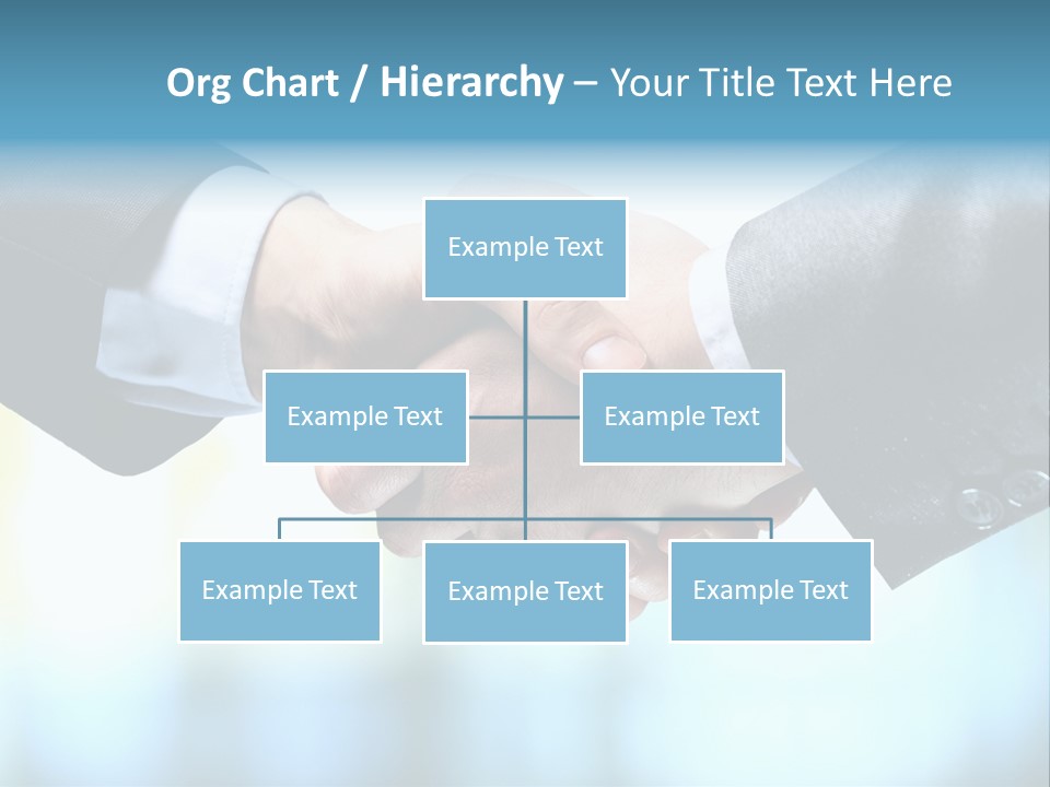 Two People Shaking Hands Over A Blue Background PowerPoint Template