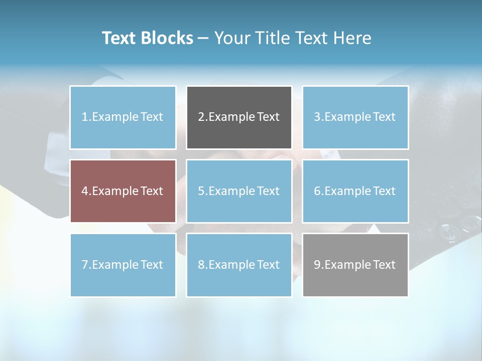 Two People Shaking Hands Over A Blue Background PowerPoint Template