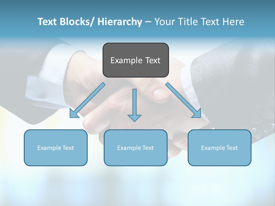 Two People Shaking Hands Over A Blue Background PowerPoint Template