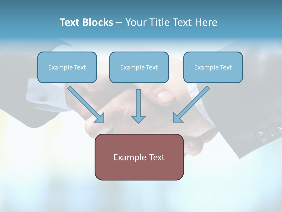 Two People Shaking Hands Over A Blue Background PowerPoint Template