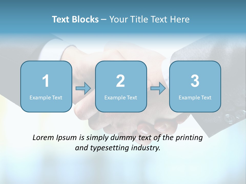 Two People Shaking Hands Over A Blue Background PowerPoint Template