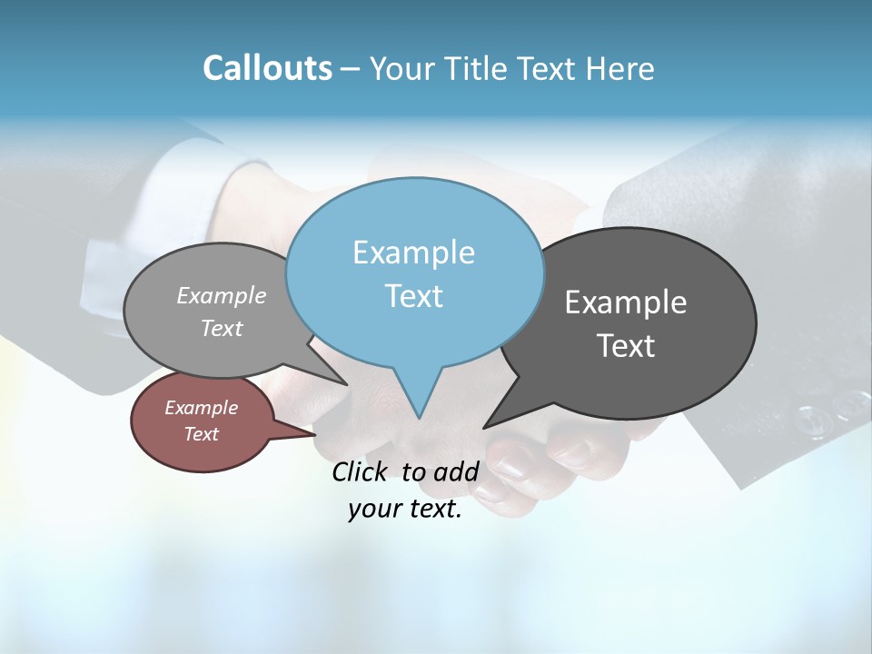 Two People Shaking Hands Over A Blue Background PowerPoint Template