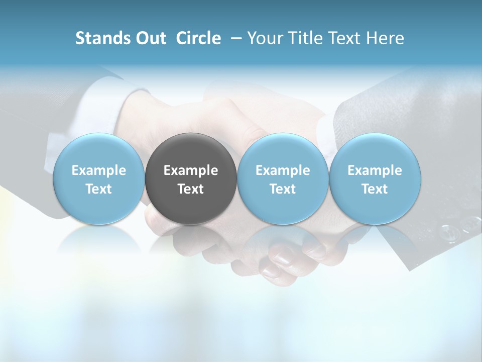 Two People Shaking Hands Over A Blue Background PowerPoint Template