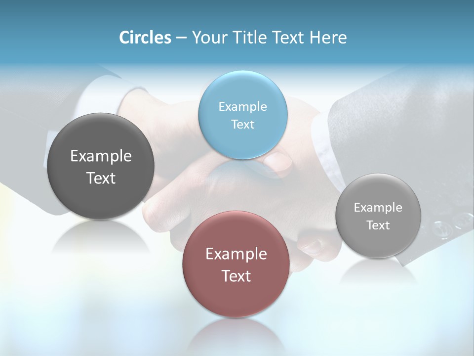 Two People Shaking Hands Over A Blue Background PowerPoint Template