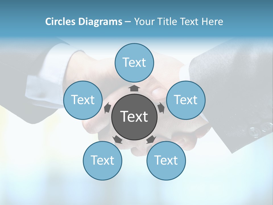 Two People Shaking Hands Over A Blue Background PowerPoint Template