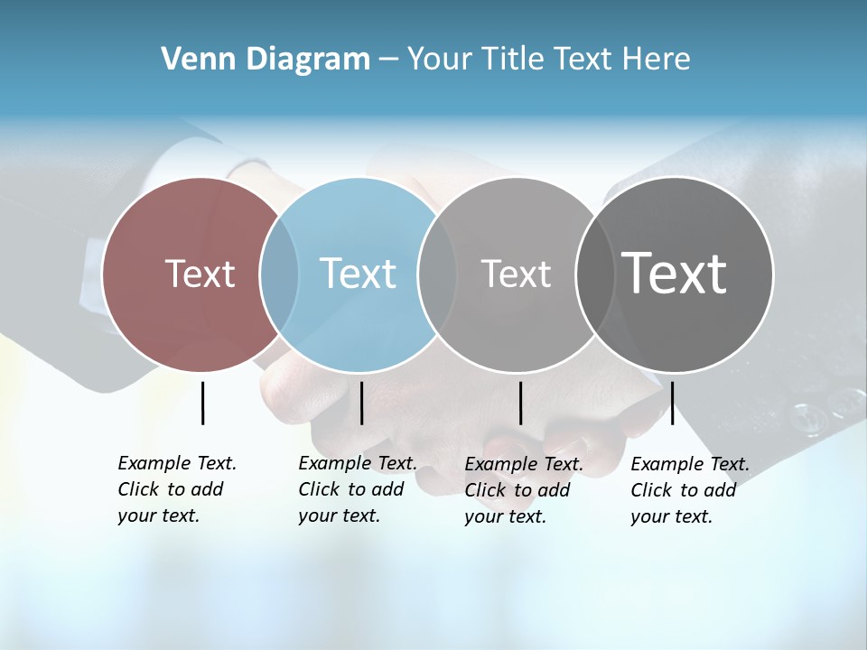 Two People Shaking Hands Over A Blue Background PowerPoint Template