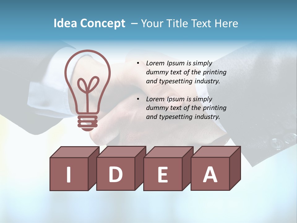 Two People Shaking Hands Over A Blue Background PowerPoint Template