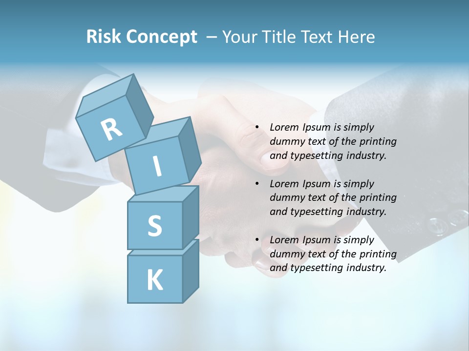 Two People Shaking Hands Over A Blue Background PowerPoint Template