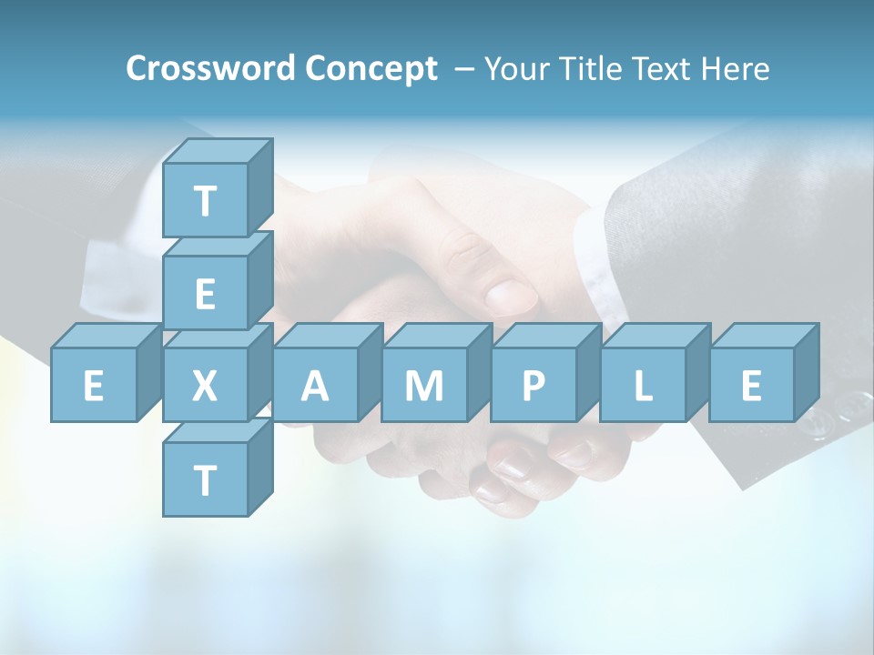 Two People Shaking Hands Over A Blue Background PowerPoint Template