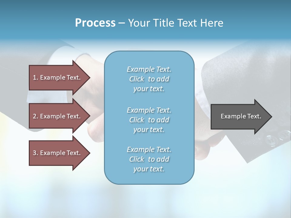 Two People Shaking Hands Over A Blue Background PowerPoint Template