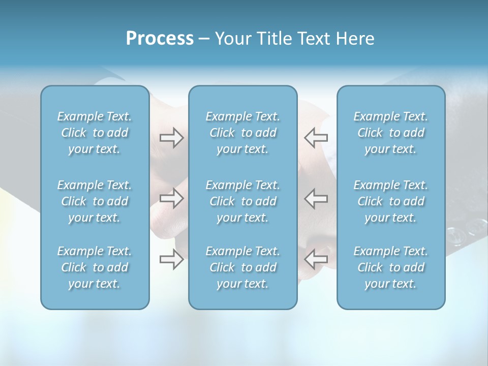 Two People Shaking Hands Over A Blue Background PowerPoint Template