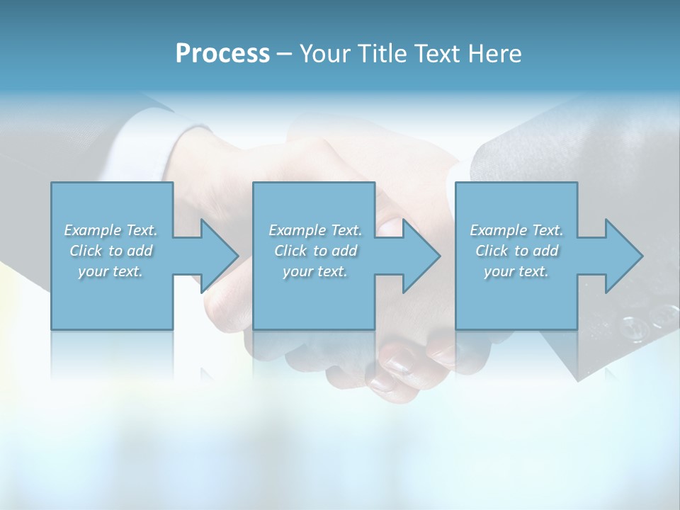 Two People Shaking Hands Over A Blue Background PowerPoint Template