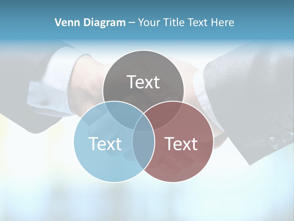 Two People Shaking Hands Over A Blue Background PowerPoint Template